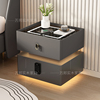 无线充电智能床头柜，家用大容量多功能指纹现代简约带灯实木床边柜