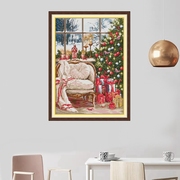 圣诞风景DIY手工印花十字绣2023圣诞节礼物窗外雪景餐厅挂画