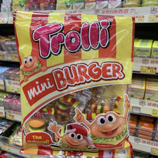 香港德国trolli口力汉堡包橡皮糖休闲零食，qq糖90g