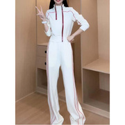 白色运动休闲套装女2023秋季高级感设计潮牌卫衣运动服两件套