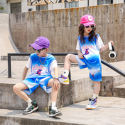 儿童洋气运动服套装夏天速干透气球衣男童女孩小学生中大童篮球服