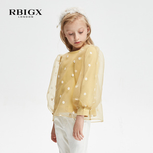 rbigx瑞比克儿童秋季女童甜美淑女，潮流设计感上衣休闲长袖t恤
