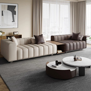 意式极简真皮沙发大小户型直排组合现代客厅别墅钢琴键设计师沙发