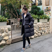 黑色羽绒服女冬季2023中长款小个子高端90白鸭绒今年流行外套