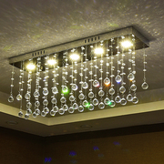 现代简约led餐厅水晶，过道灯长方形水晶吊灯鱼线，吊灯吊线灯晶灯