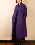时光之颜原创秋冬亚麻紫色斜襟，复古加厚中长款棉衣《时间停了》
