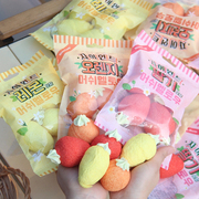 韩国进口GS25便利店youus友施草莓柠檬橙子形超大棉花糖零食70g