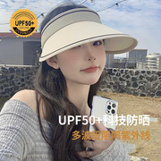 UPF50+夏天防晒遮阳帽空顶大檐太阳帽防紫外线骑车户外防晒帽