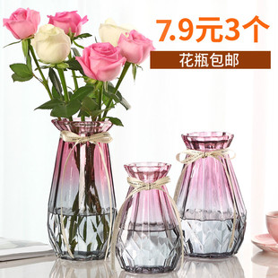 北欧创意玻璃花瓶透明水培，绿萝植物玻璃花瓶家用插花客厅装饰摆件