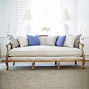 法式复古实木布艺沙发单双三人组合客厅小户型美式乡村橡木全实木