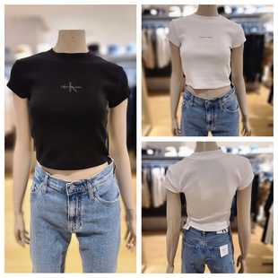 CK JEANS 韩国23夏J221171 女士百搭时尚短款短袖圆领休闲T恤