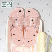 创意磁石按摩拖鞋日式女家居室内洗澡足底按摩鞋情侣镂空水晶凉鞋