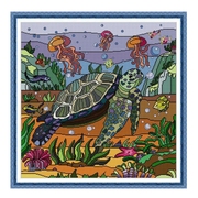 海龟十字绣2023乌龟海草水母海底世界清晰印花布棉线装饰画