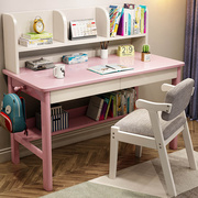 实木书桌简约家用卧室写字桌，电脑桌80cm收纳置物书架小学生学习桌
