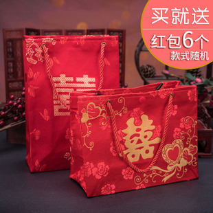 新娘刺绣布艺手提袋结婚用品，婚庆喜糖袋子伴手礼中国风包装盒