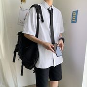 基础款白衬衫短袖男女学院风情侣毕业班服领带长袖衬衣学生套装潮