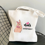 Superpower印花购物包女士原宿书包时尚大号可折叠购物袋托特包