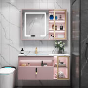 岩板浴室柜组合一体盆轻奢智能镜柜感应卫生间洗手洗脸洗漱台定制