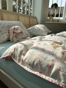 少女心双层纱田园草莓小熊四件套纯棉1.5m1.8米全棉被套床单小花