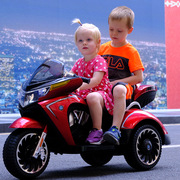 2023儿童电动摩托车可坐双人，炫酷灯光电动车小孩，玩具车双驱童车