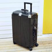 复古旅行箱万向轮静音拉杆箱子行李箱包男女铝框登机箱皮箱 黑色