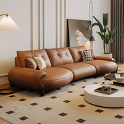 林氏木业复古猫抓布弧形沙发客厅简约现代意式极简网红小户型