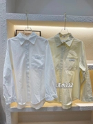 韩系糖果色口袋，贴标洗水衬衫宽松长袖衬衣女士防晒