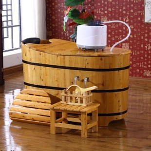 香柏木浴桶鹅蛋形省水，家用泡澡木桶，可加盖熏蒸浴缸洗澡桶