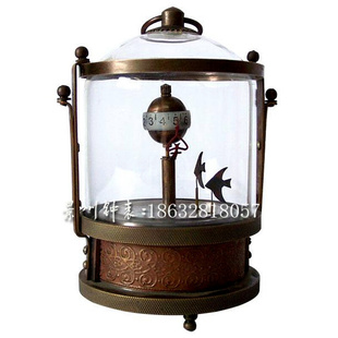 古钟小 鱼缸钟表 趣味家居摆设装饰 老式机械复古做旧把玩钟表
