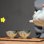 手绘荷花茶杯陶瓷喝茶品茗杯主人杯单杯功夫茶具小茶杯
