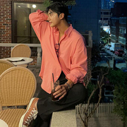 韩国东大门男装长袖衬衫，多巴胺穿搭糖果多色，入休闲衬衣痞帅夏