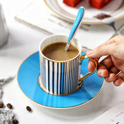 欧式描金骨瓷咖啡杯下午茶杯子，陶瓷杯轻奢咖啡杯碟套装英式花茶杯