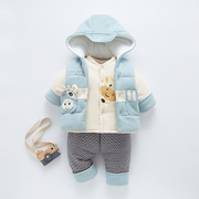 男宝宝冬装0-1岁婴儿冬季棉衣外套加绒加厚冬婴幼儿棉服套装6个月