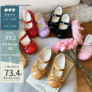 韩版儿童皮鞋春秋女童单鞋，浅口蝴蝶结女孩公主，鞋宝宝童鞋软底