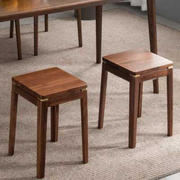 凳子实木家用轻奢黑胡桃木方凳高板凳餐桌圆凳木凳餐厅餐凳新中式