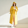 CUISUYUN22秋季独立设计师户外系列明黄色涂层面料廓形中长款风衣
