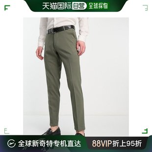 香港直邮潮奢 New Look 纽洛克 男士 修身深色卡其色西装裤