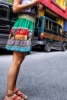 罗大娘多色泰国短裙重工流苏串珠民族风高腰半身裙波西米亚沙滩裙