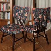 椅子坐垫美式乡村蓝色椅背套椅垫餐椅套双面防滑加厚座垫定制尺寸