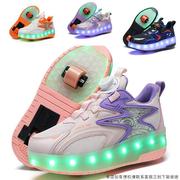 儿童暴走鞋隐形轮子鞋发光充电灯鞋男童鞋女童滑冰鞋双轮可拆滑$$
