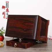 高档独板大红酸枝首饰盒，实木质中式复古多层珠宝箱带锁高档红木收