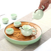 澳爵斯整套紫砂陶瓷功夫茶具套装家用茶杯便携竹制干泡茶盘储水茶