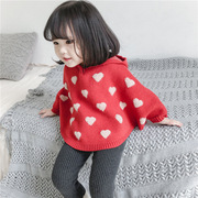 0-3周岁女童毛衣幼童春秋，外套1大红色斗篷，连帽防风披肩宝宝蝙蝠衫