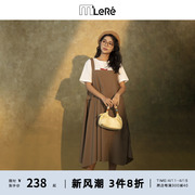 李维恩(李维恩)法式褶皱连衣裙，女2024小众设计感显瘦背带裙长款裙子