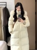 白色中长款羽绒棉服大衣女秋冬季加厚韩系高级感大毛领面包服外套