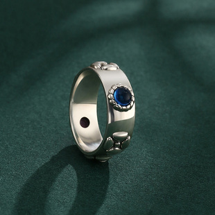 蓝红宝石日漫宫崎骏哈尔的移动城堡同款戒指，苏菲指环925纯银男女