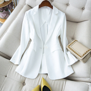 白色通勤ol西装外套舒适薄款西装，中长款一粒扣气质小西服女装