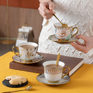 咖啡杯套装欧式小奢华家用骨瓷，陶瓷茶杯马克杯现代轻奢220ml