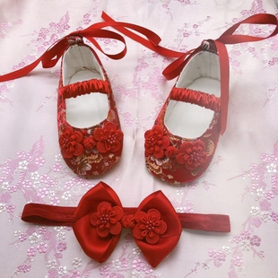 婴儿春季宝宝礼服鞋中国风满月白天周岁女童鞋软底鞋步前鞋