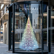 炫彩松针圣诞树圣诞节装饰橱窗玻璃，贴纸服装饰品商场酒店静电贴画